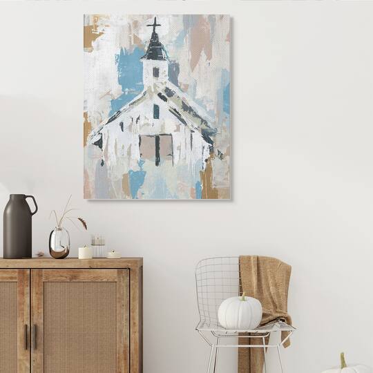 Stupell Industries Distressed Country Church House Abstract Pattern Canvas Wall Art